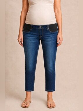 PAIGE Maternity Slim Straight Crop Jeans Size 28 Dark Wash Retail $238